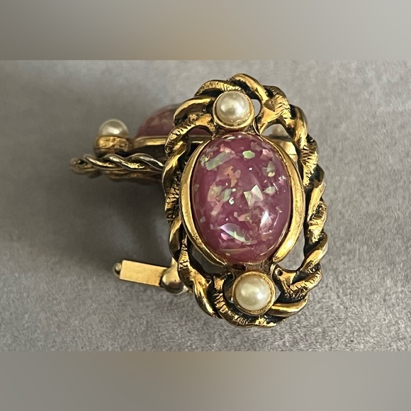 RARE art deco antique vintage cuff links Opal Pearl Gold - Picture 10 of 12